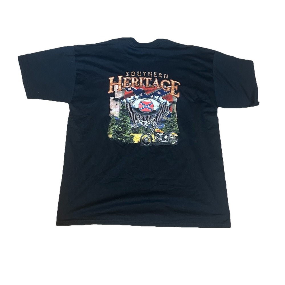 Southern Heritage Vintage Men's XL Shirt Short Sleeve Black Graphic Print
